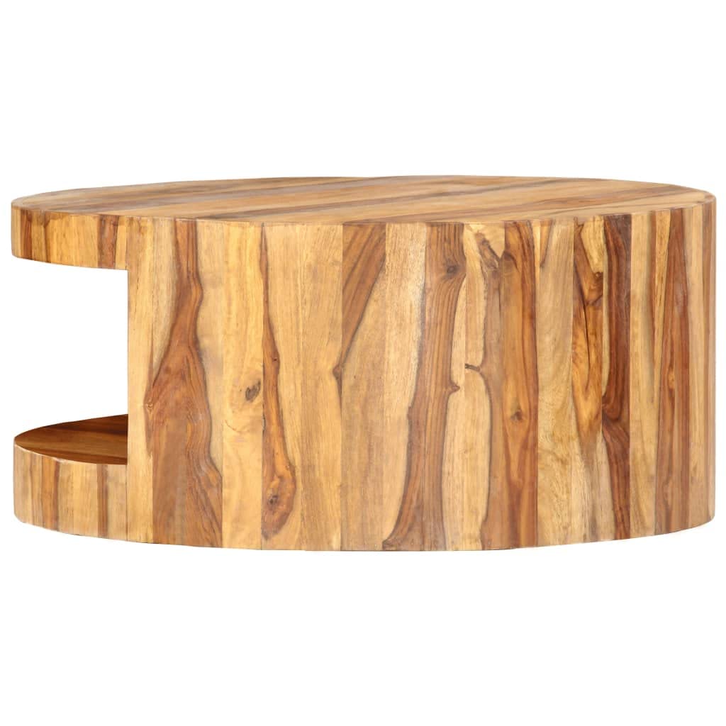 Round Coffee Table 25.6"x11.8" Solid Sheesham Wood F96968