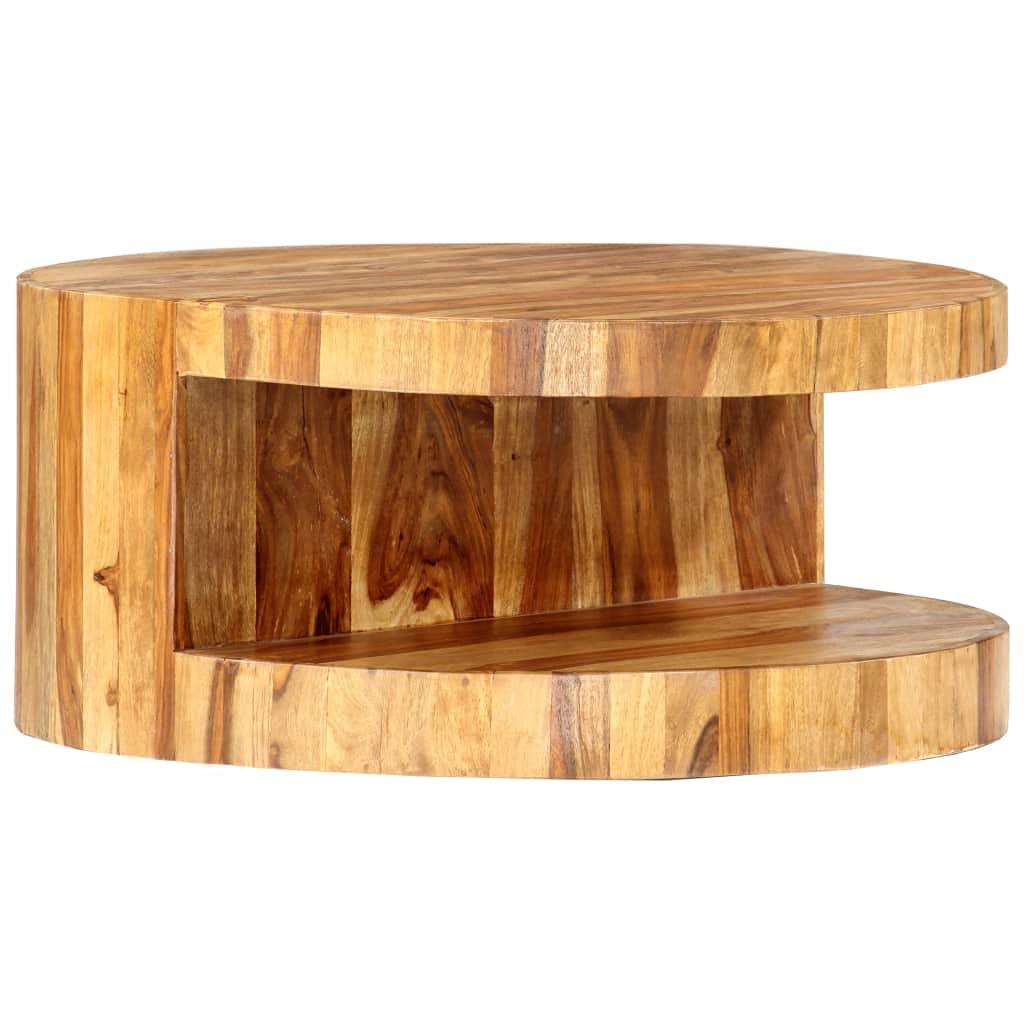 Round Coffee Table 25.6"x11.8" Solid Sheesham Wood F96968