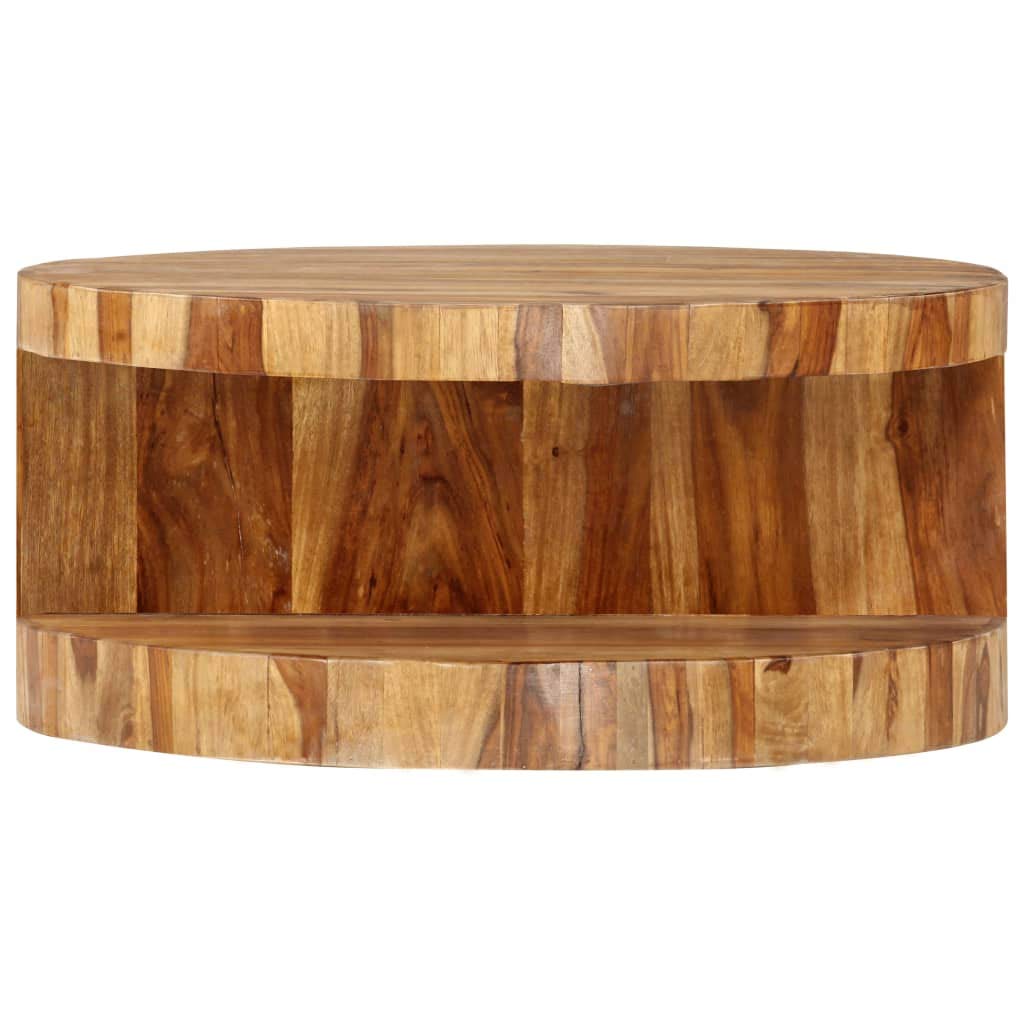 Round Coffee Table 25.6"x11.8" Solid Sheesham Wood F96968