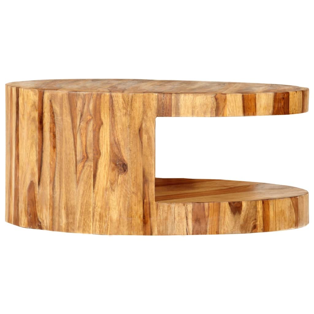 Round Coffee Table 25.6"x11.8" Solid Sheesham Wood F96968