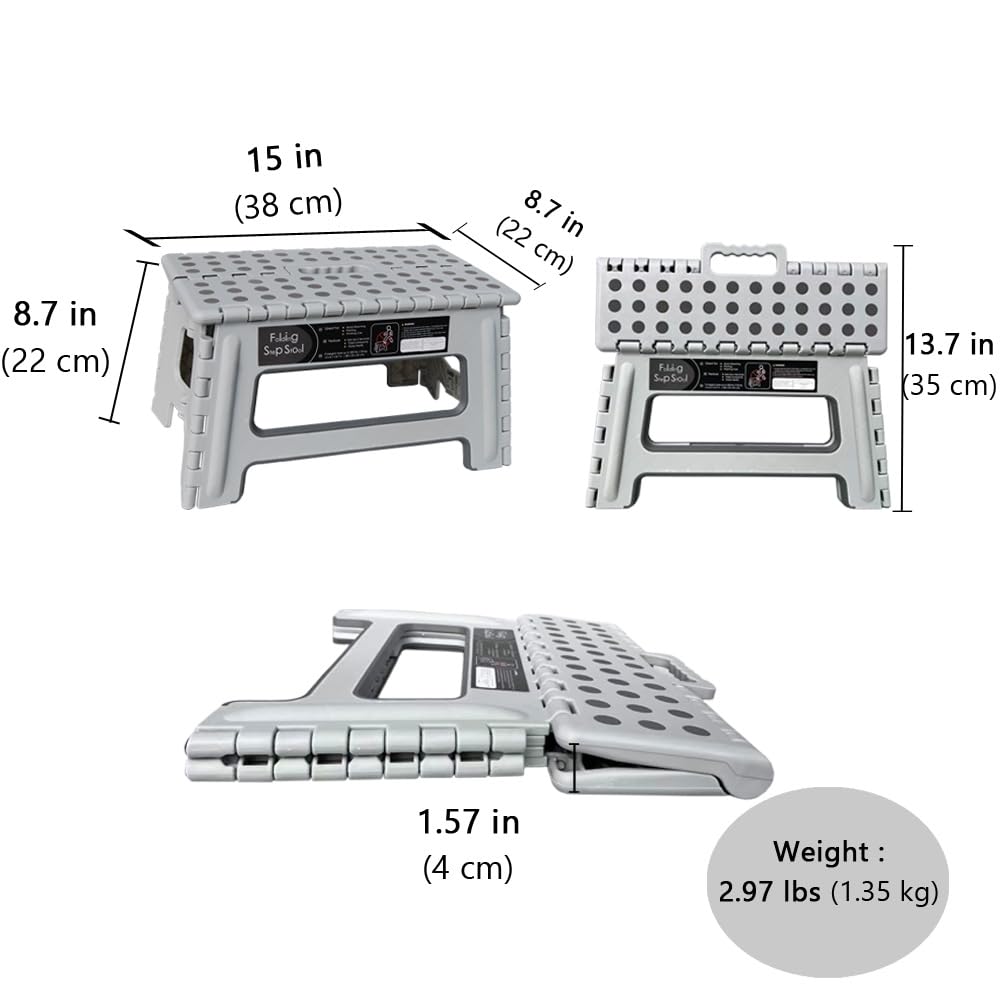 Folding Step Stool 9 Inch Height Gray G672