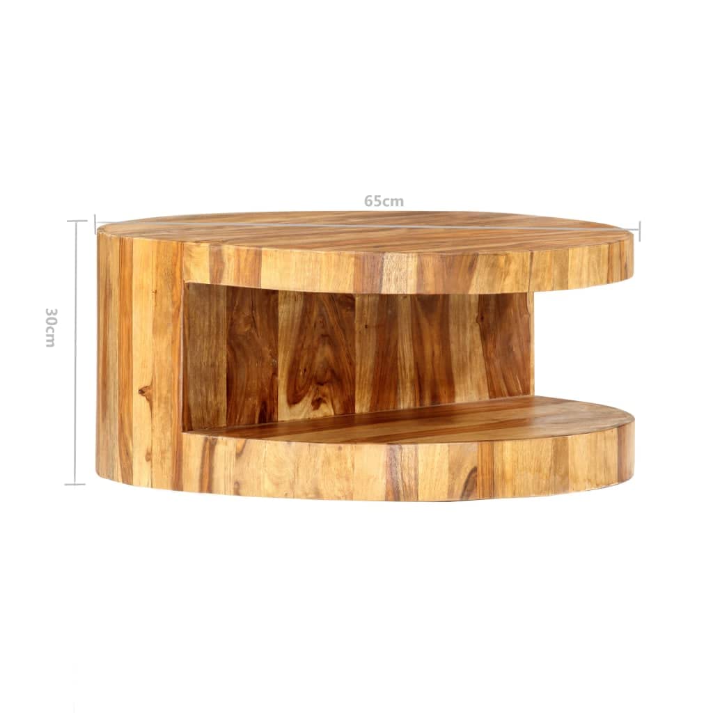 Round Coffee Table 25.6"x11.8" Solid Sheesham Wood F96968