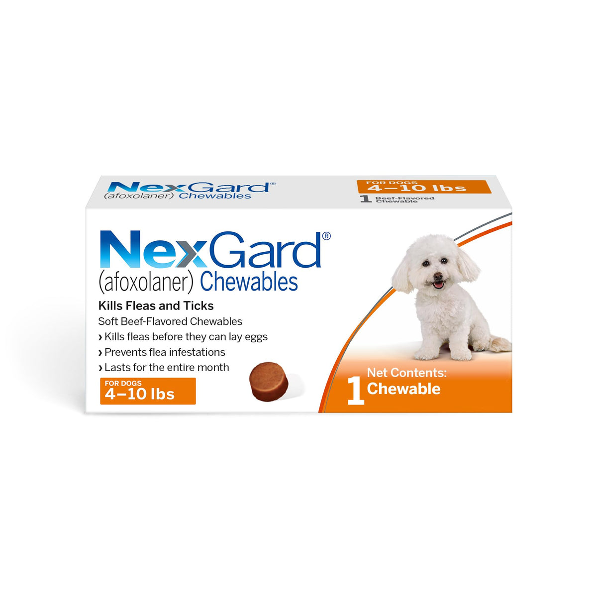 Flea and Tick Chewables for Dogs 4 to 10 lbs Beef Flavored H633309
