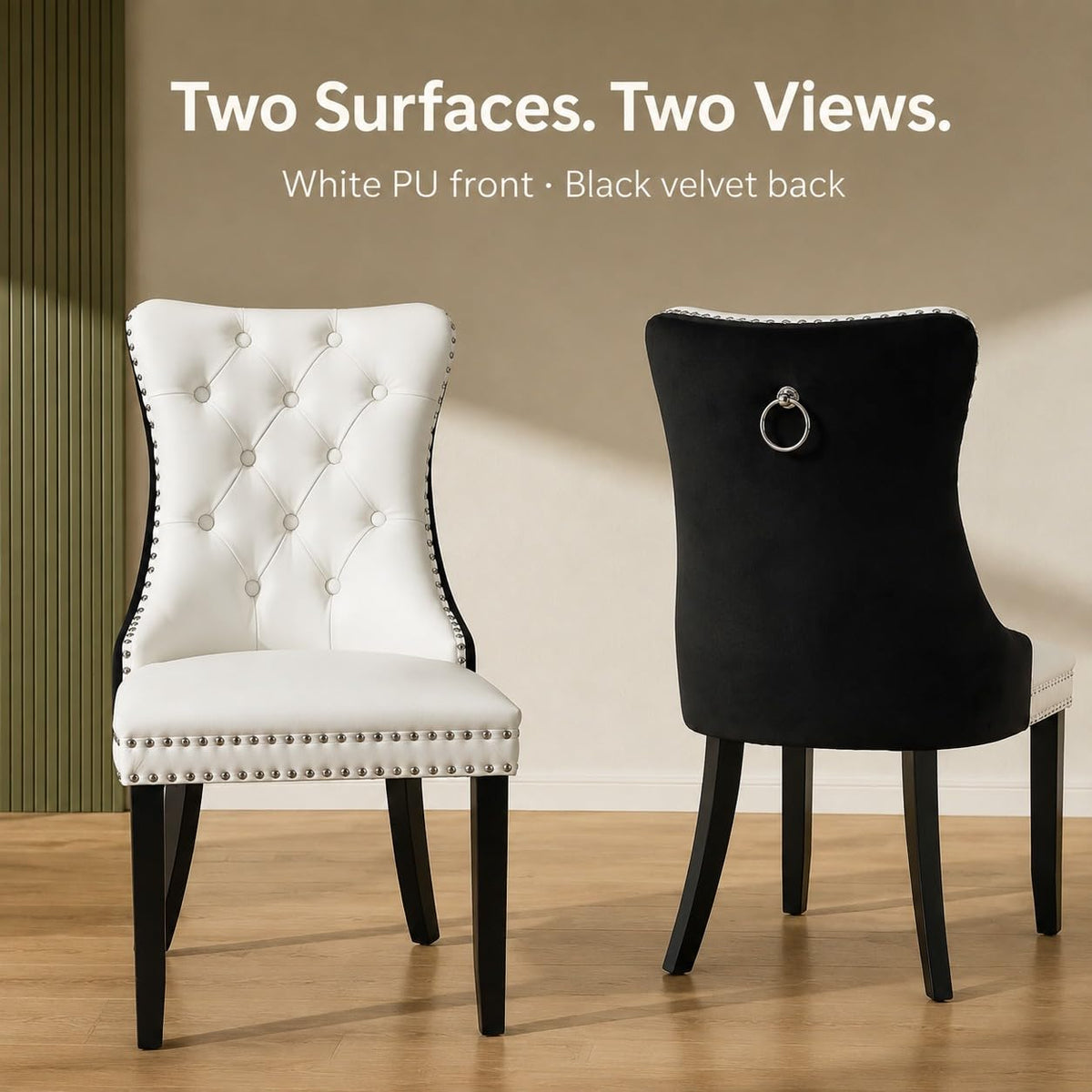 White Black PU Dining Chairs Set of 6 K486629