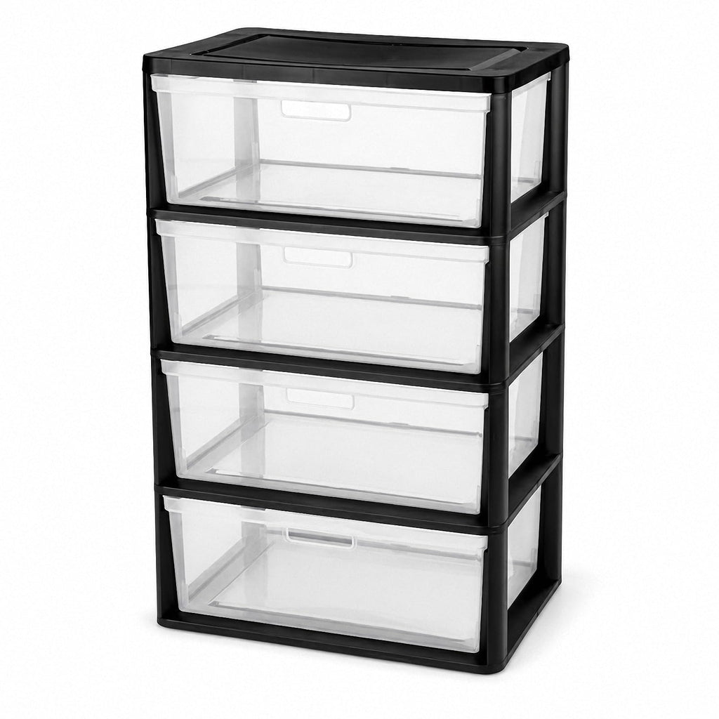 4 Drawer Black Plastic Storage Tower I13981