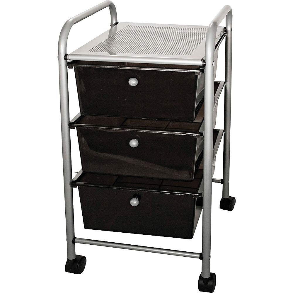 3-Drawer Rolling File Organizer Cart, Black W904