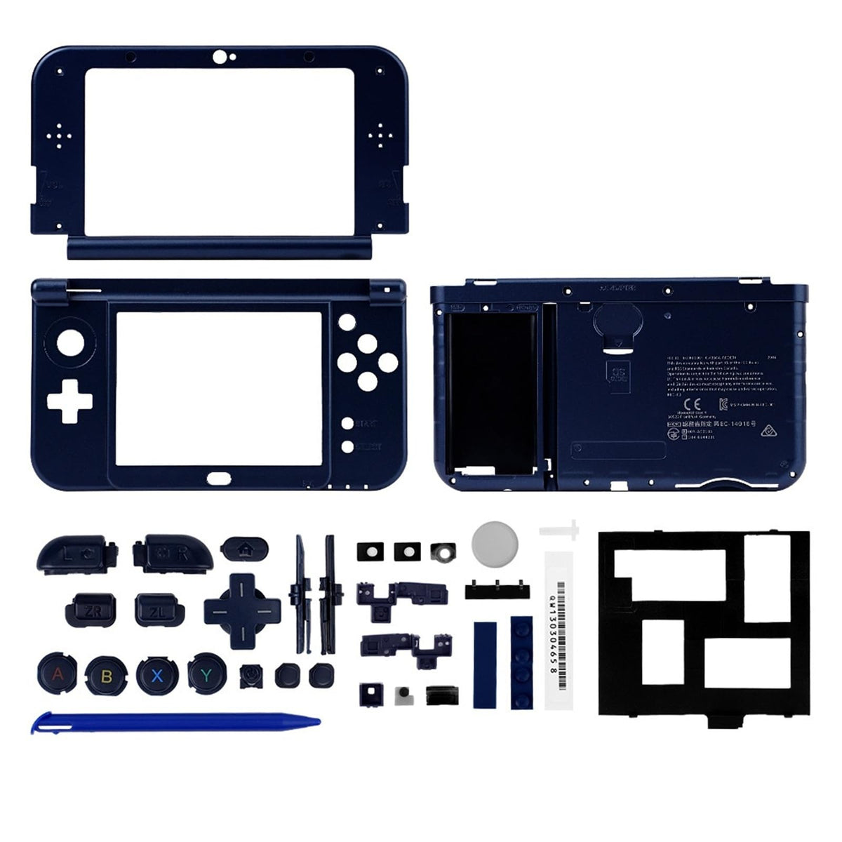 NEW 3DS XL LL Housing Shell Replacement Middle Frame Case with Stylus Touch Pen Black R9421