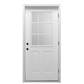 Primed Fiberglass 9 Lite Prehung Door 32" x 80" P985360