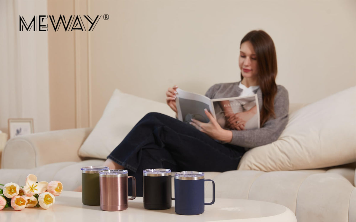 12 oz Stainless Steel Insulated Coffee Mug Set of 2 Q518