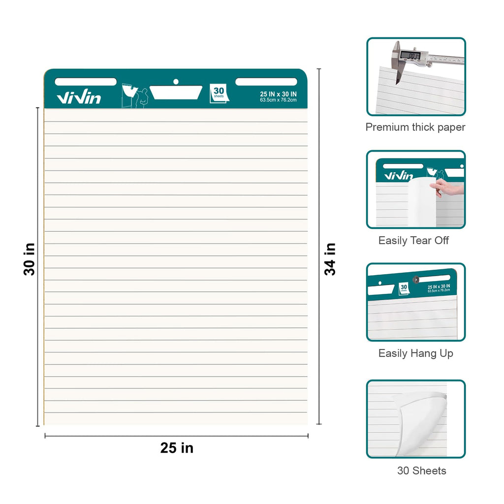 Lined Sticky Easel Pad 25 x 30 Inches 30 Sheets 4 Pads C491616