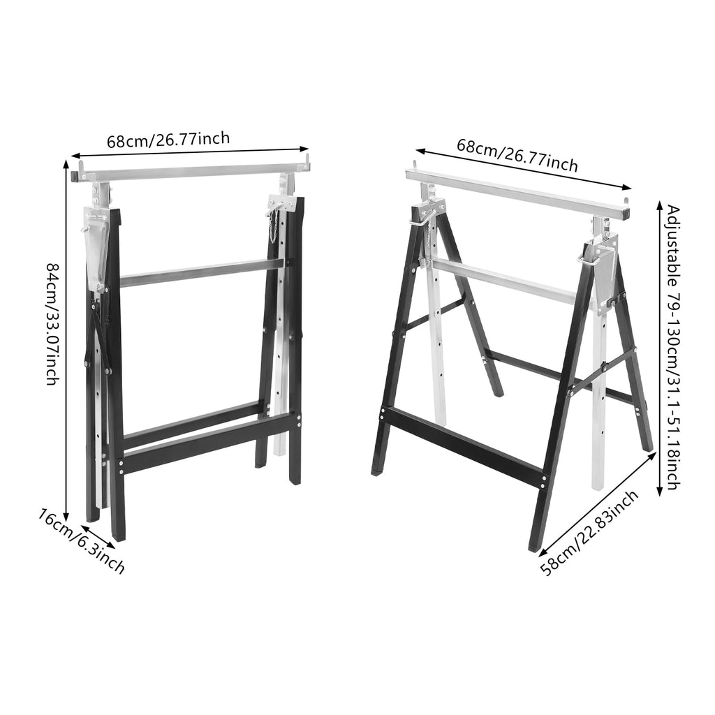 2-Pack Metal Saw Horses, 220 lbs Capacity, Adjustable Height D304344