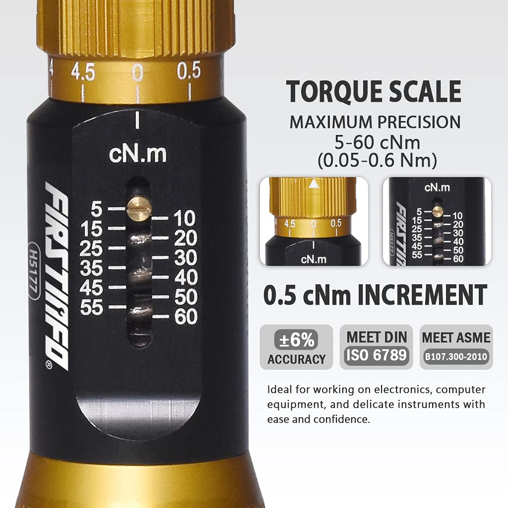 Certified Torque Limiting Screwdriver, 5-60 cNm, 1/4" Hex J8847
