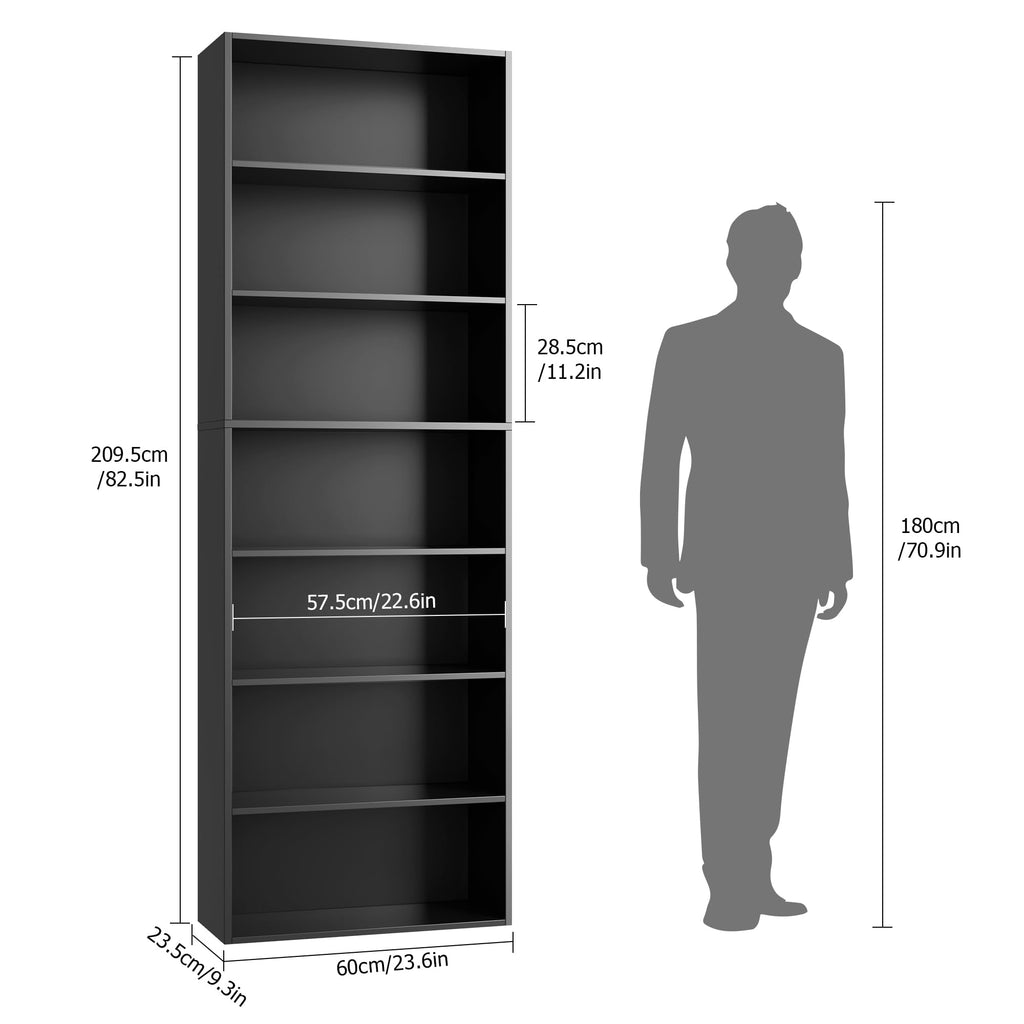 Black 7-Tier Bookshelf Q55974