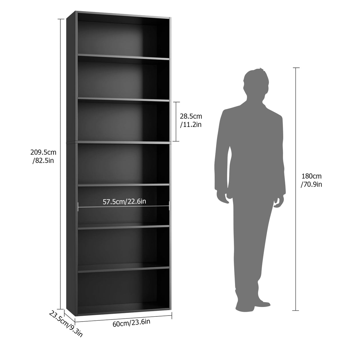 Black 7-Tier Bookshelf Q55974