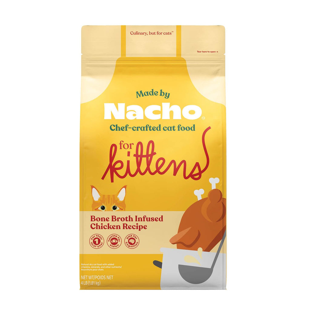 Kitten Dry Kibble with Bone Broth Chicken Cat Food 4lb Bag F973611