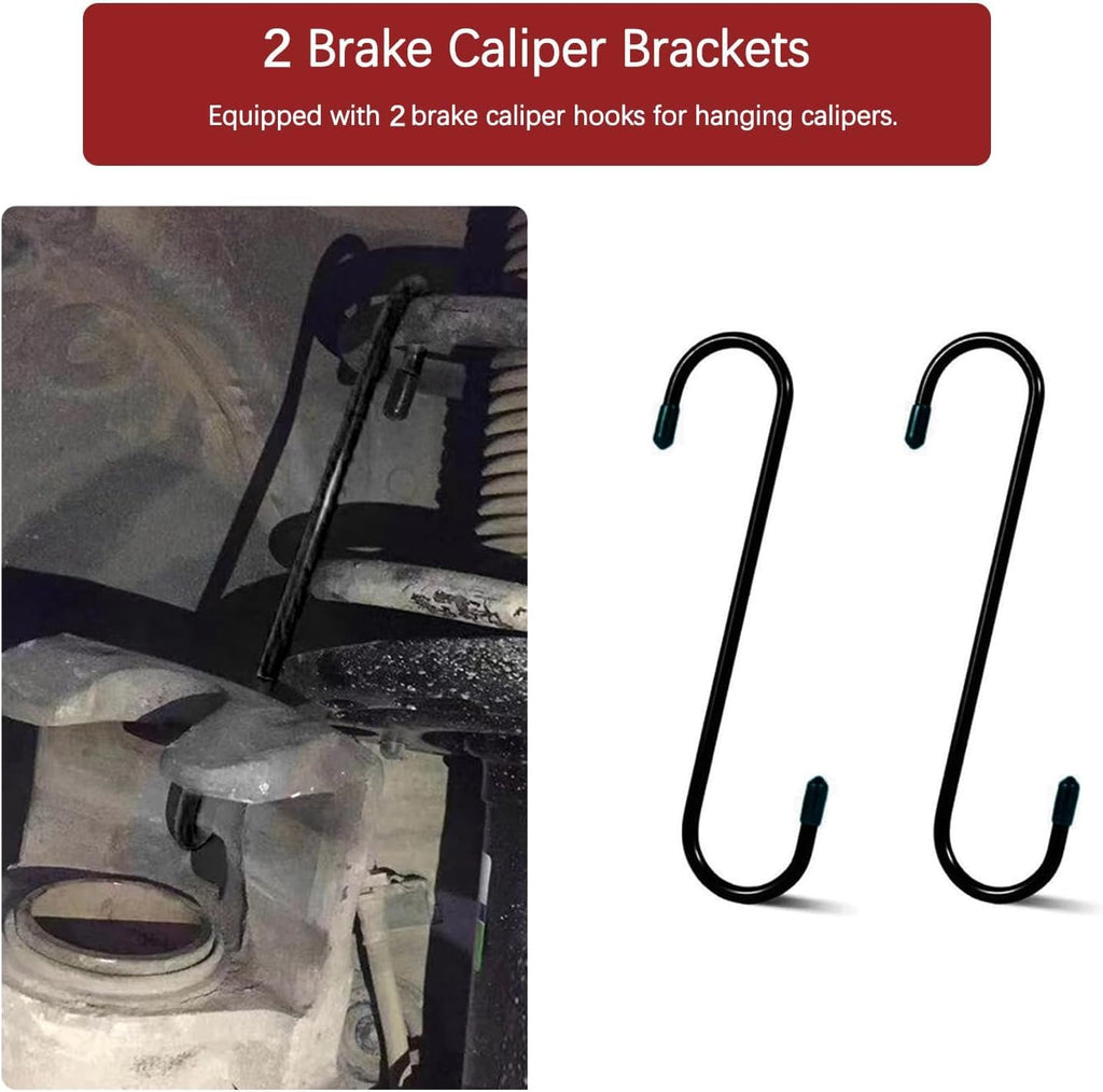 Brake Caliper Press Tool with 2 Caliper Hooks 2 Steel Plates and Gloves B6673