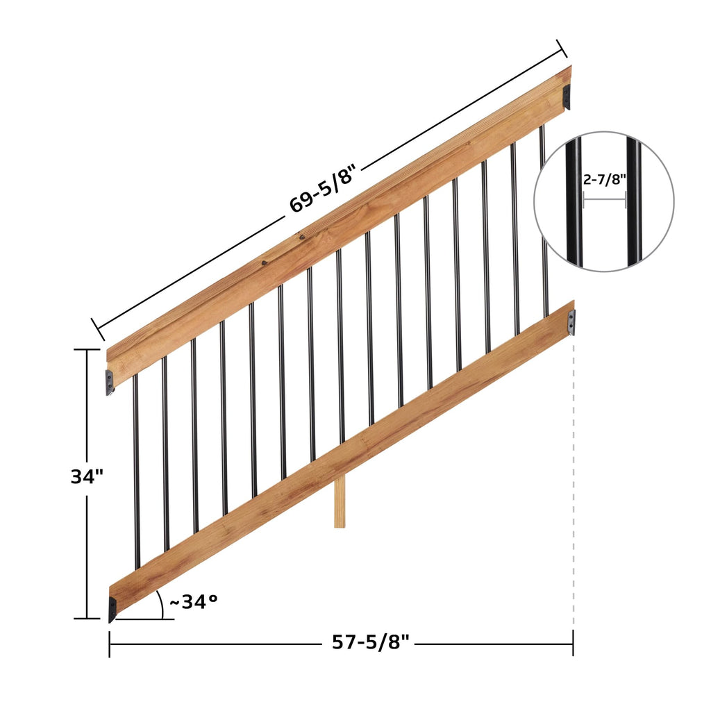 6 ft. Southern Yellow Pine Stair Rail Kit with Black Balusters Z430906