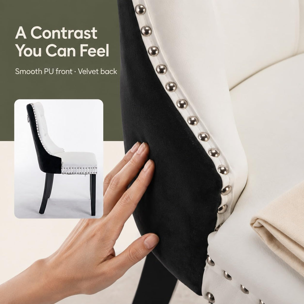 White Black PU Dining Chairs Set of 6 K486629