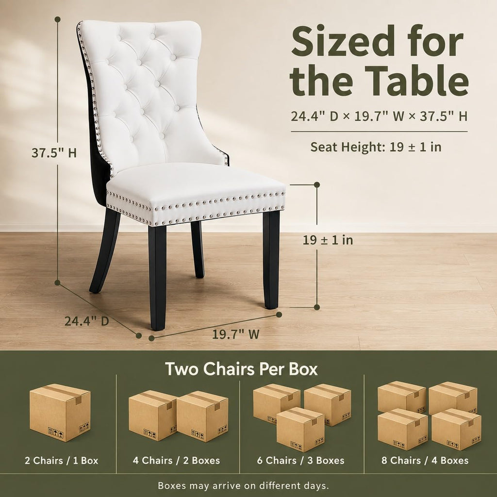 White Black PU Dining Chairs Set of 6 K486629
