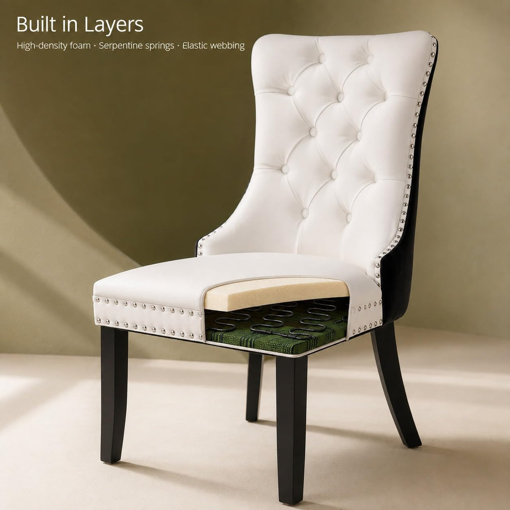 White Black PU Dining Chairs Set of 6 K486629