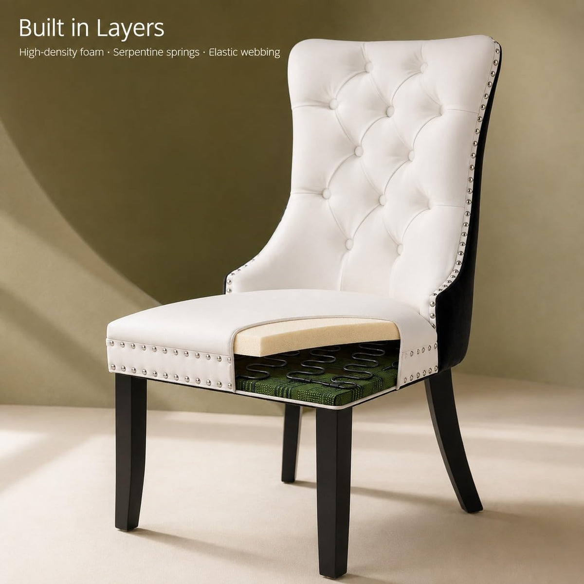 White Black PU Dining Chairs Set of 6 K486629