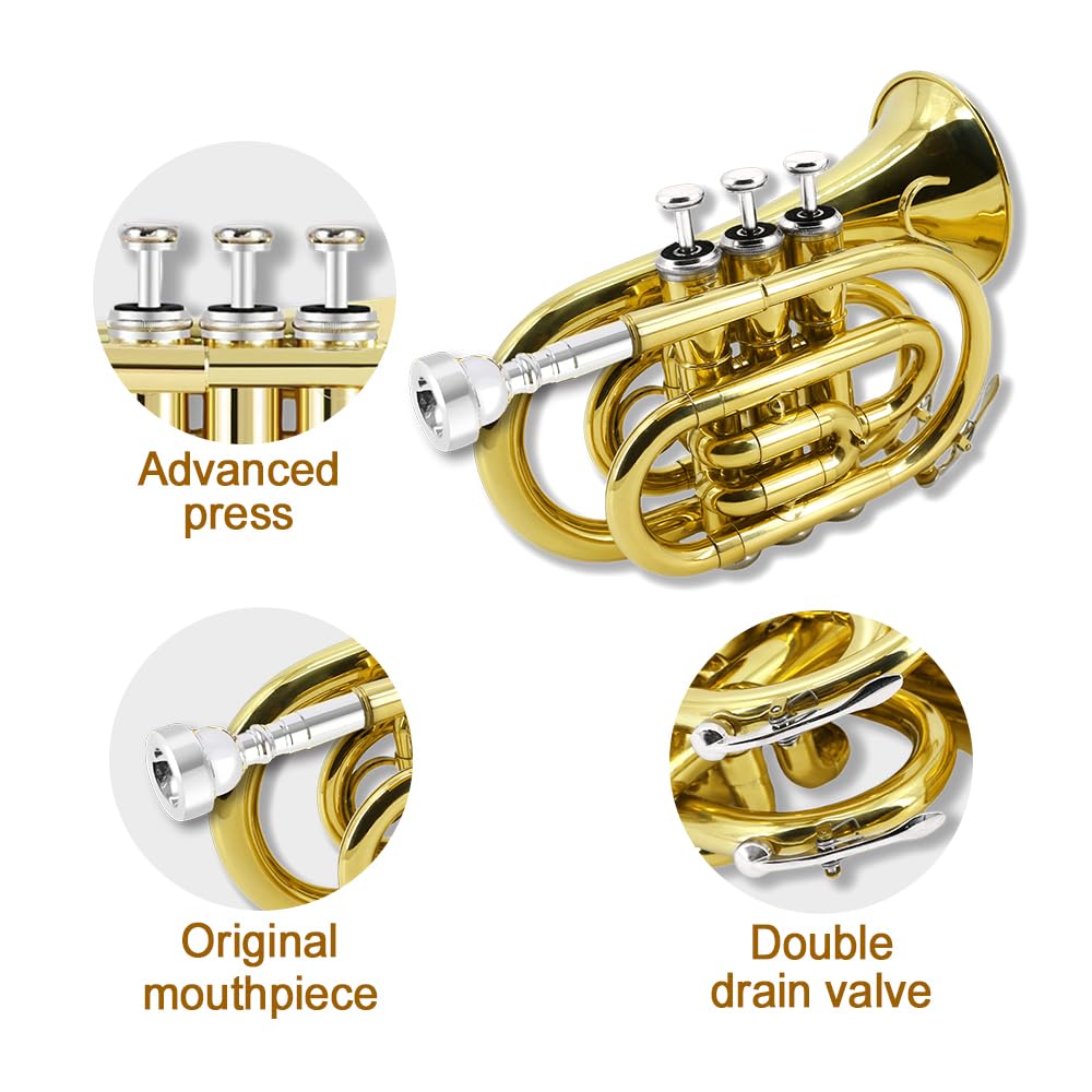 Bb Flat Pocket Trumpet with 7C Mouthpiece G994