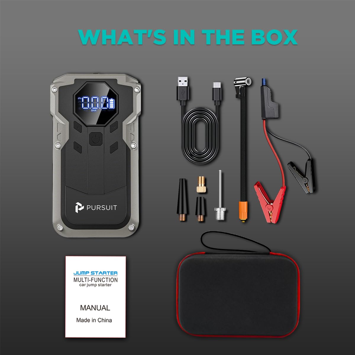 2000A Peak 150PSI Portable Jump Starter with Air Compressor Z443