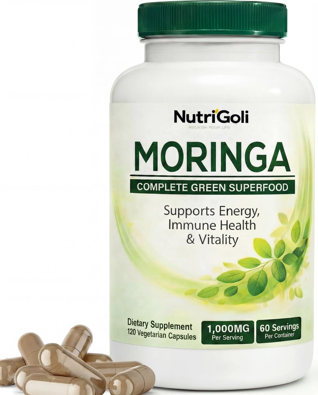 Moringa Capsules 1000mg 120 Vegetarian Capsules L718