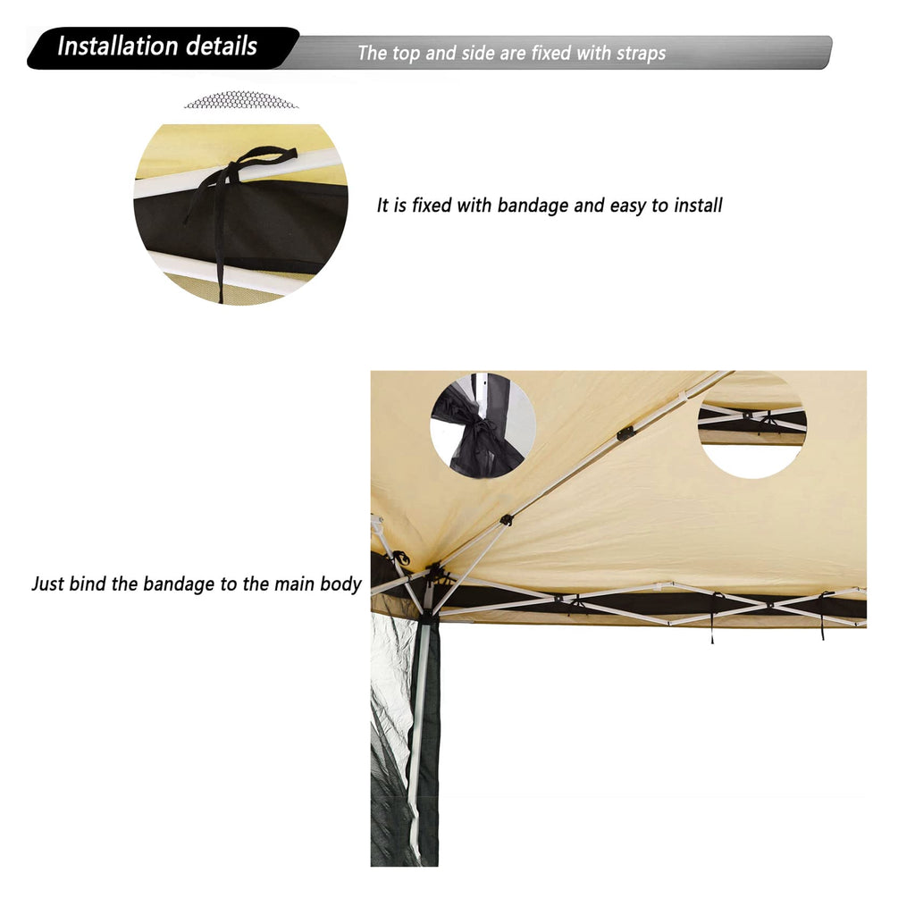 10x10 Black Replacement Mosquito Netting Sidewall Screen with Zipper M79970