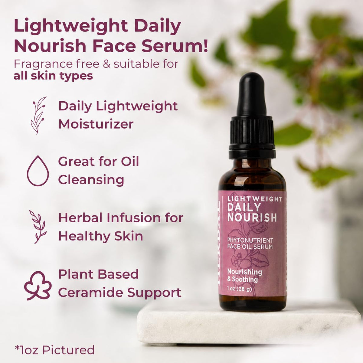Unscented Plant Based Face Oil Serum, 1 oz V6856