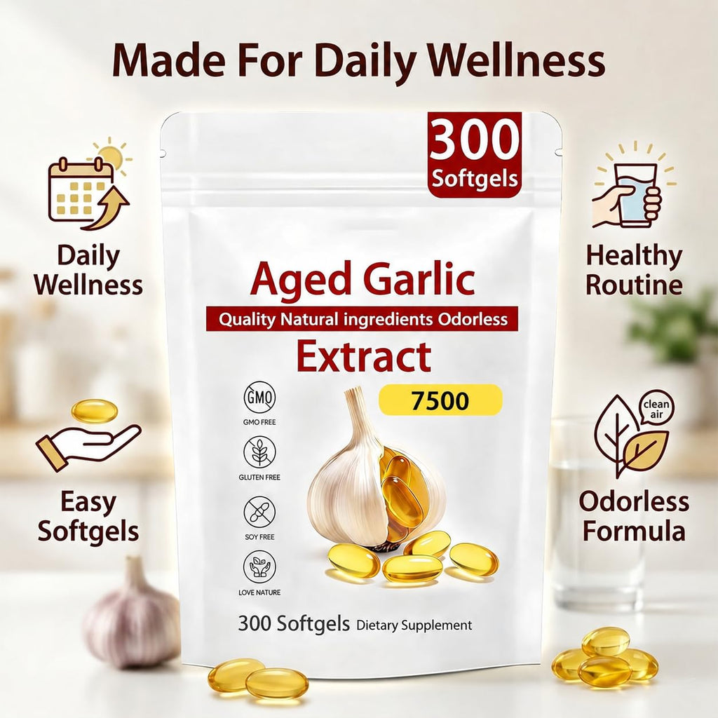 Odorless Organic Garlic Extract Capsules 300 Softgels O3487