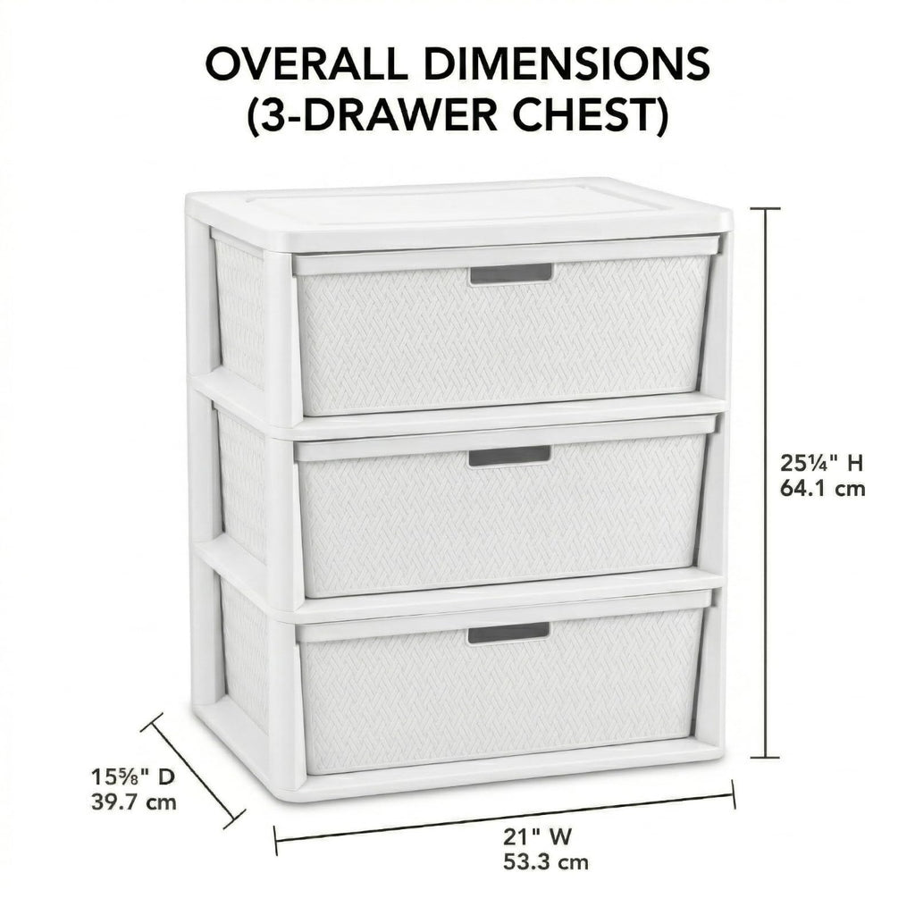 Opaque White 3-Drawer Plastic Storage Tower K305048