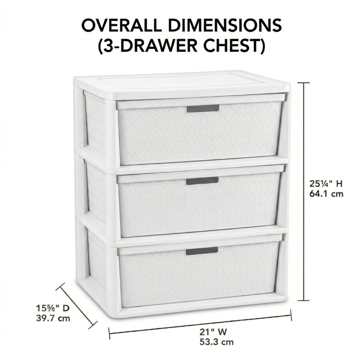 Opaque White 3-Drawer Plastic Storage Tower K305048