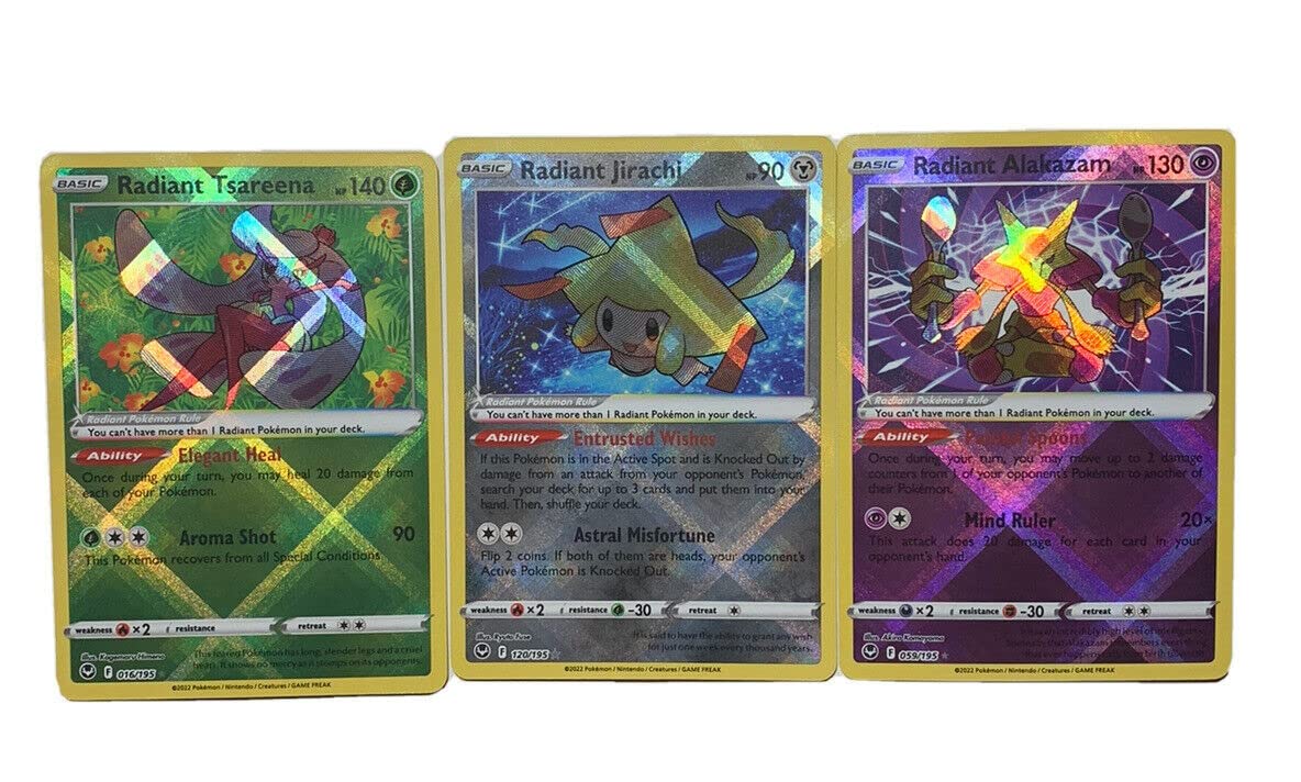 Radiant Alakazam Jirachi Tsareena 3 Card Lot B262857