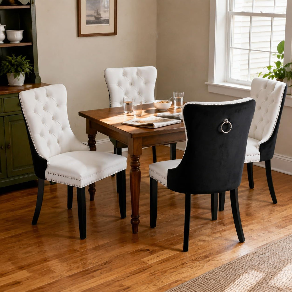 White Black PU Dining Chairs Set of 6 K486629