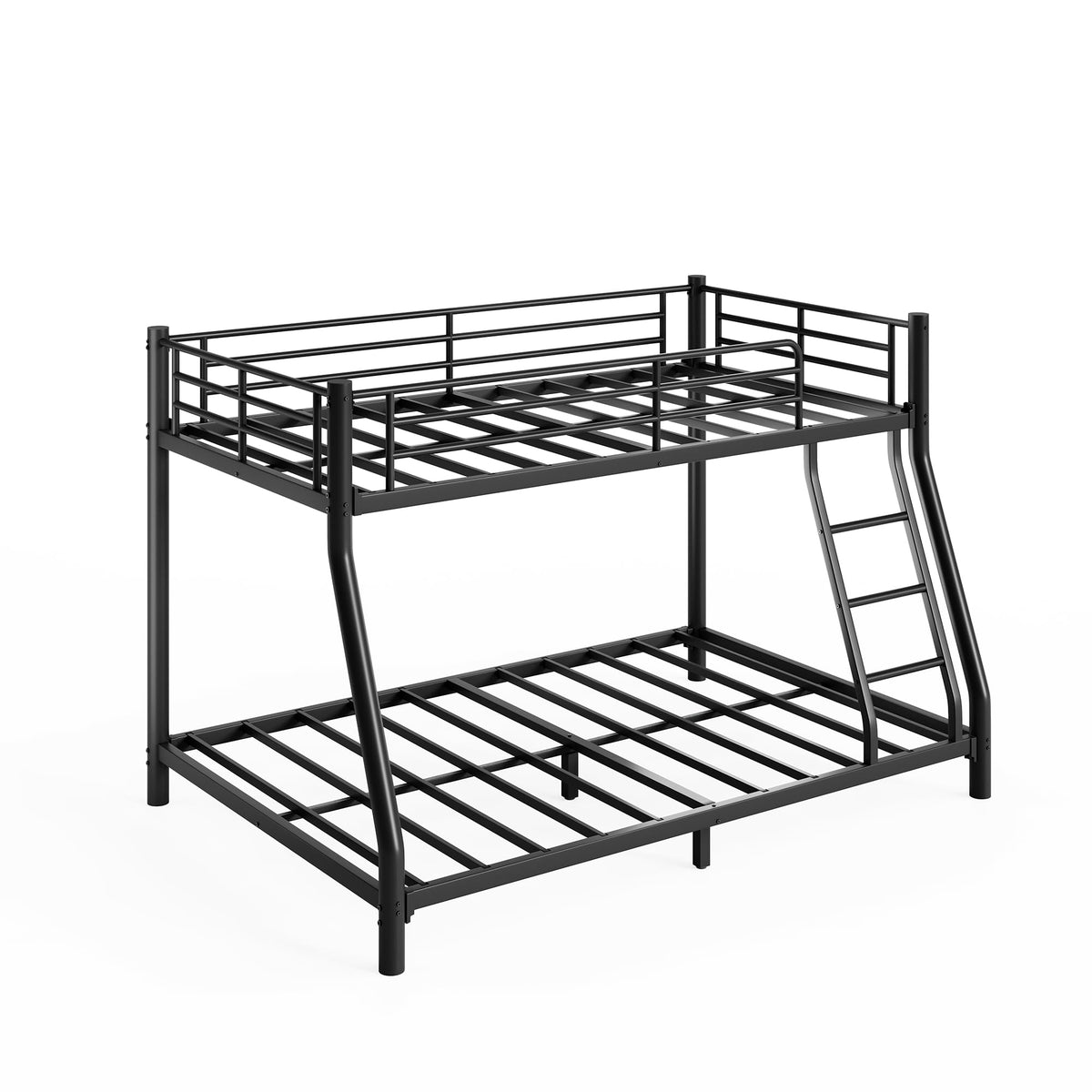 Twin Over Full Metal Bunk Bed with Guardrail and Ladder T3116