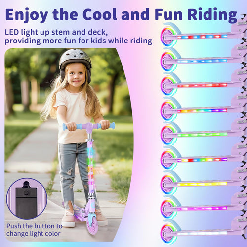 2 Wheel Folding Lightweight Kick Scooter with Light-Up Wheels S16259
