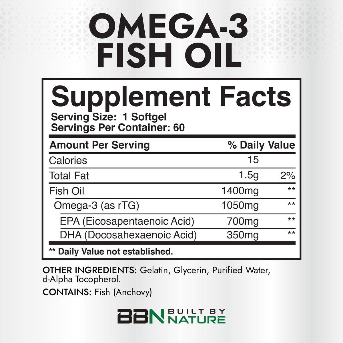 Omega 3 Fish Oil 1400 mg 60 Softgels M525916