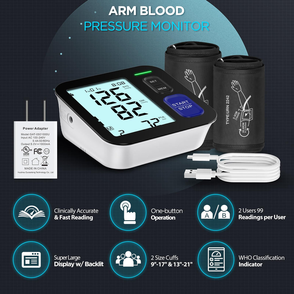 Automatic Digital Blood Pressure Machine with 2 Size Cuffs U4354