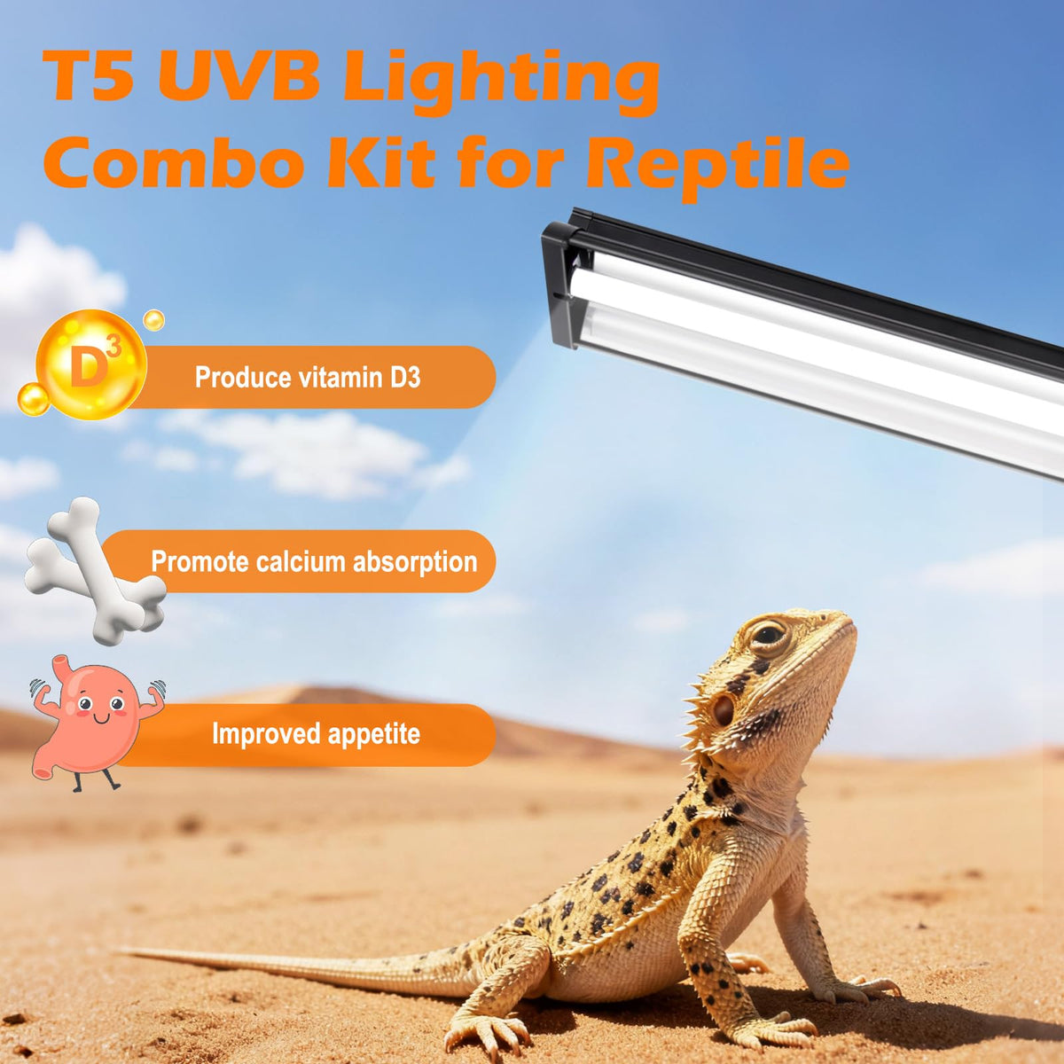 8W 10.0 UVB Reptile Light Fixture Combo Kit with Terrarium Hood H738271