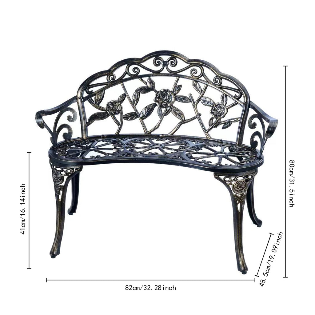 Metal Cast Aluminum Patio Garden Bench U263