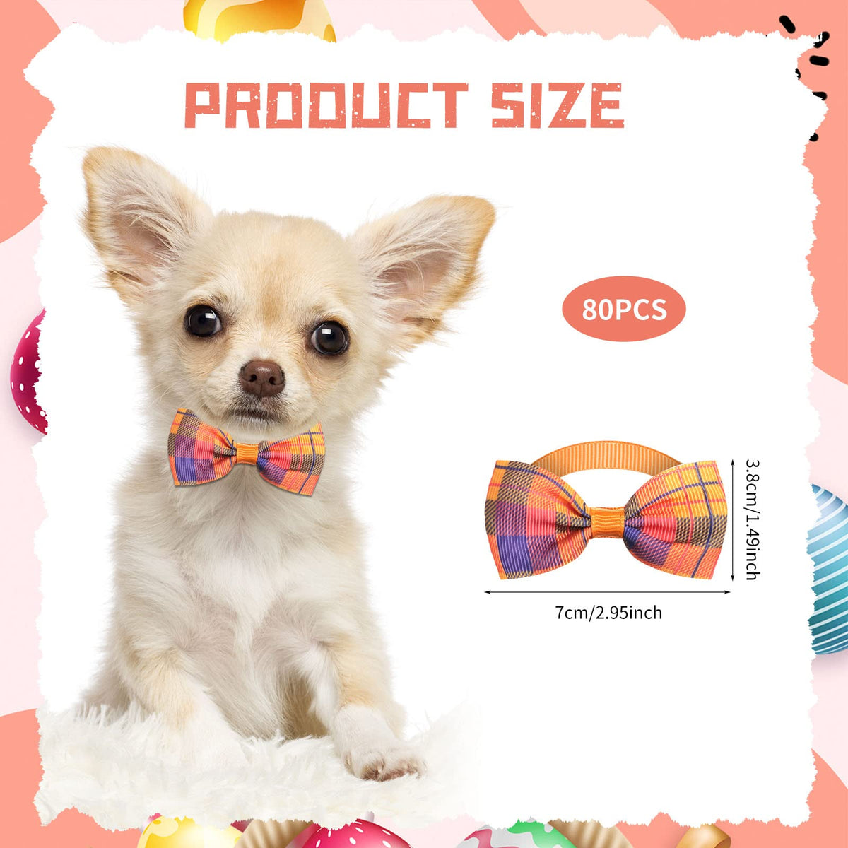 80 Pcs Dog Bow Ties Assorted Pattern F478