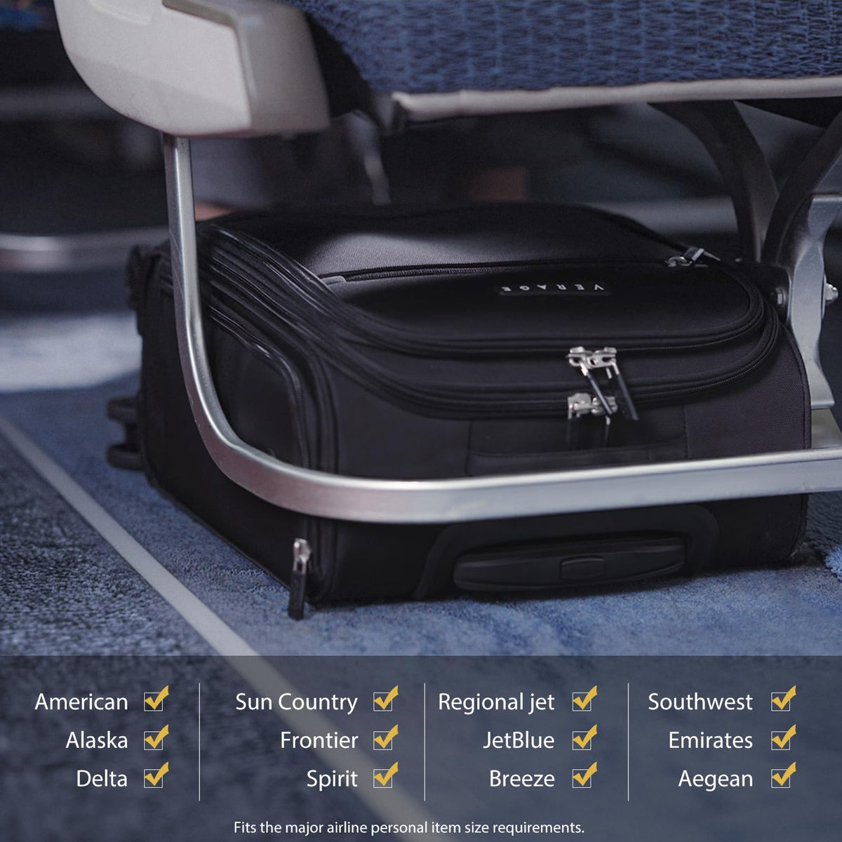 Black 14.5-Inch Spinner Underseat Carry On Luggage P8126