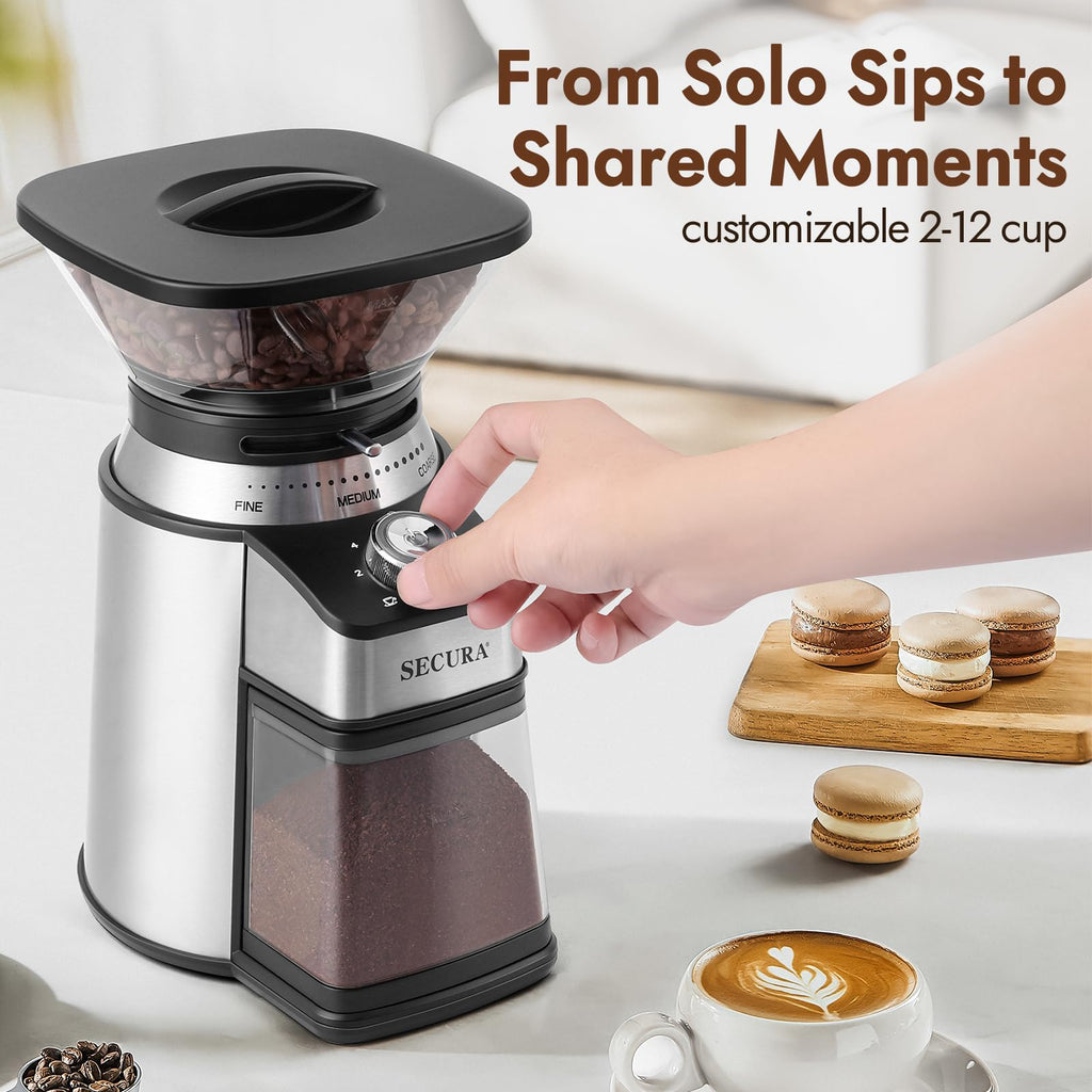 Electric Conical Burr Coffee Grinder with 17 Grind Settings, Black J654