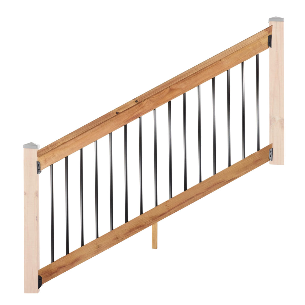 6 ft. Southern Yellow Pine Stair Rail Kit with Black Balusters Z430906
