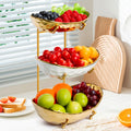 3 Tier Ceramic Fruit Basket with Metal Stand A51102