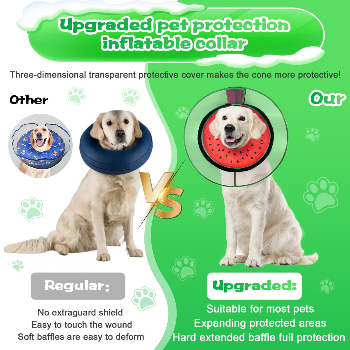 Inflatable Dog Cone Collar with Detachable Shield S8881