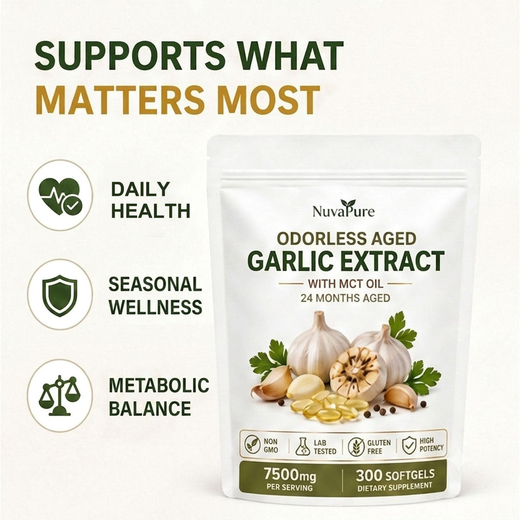 Odorless Aged Garlic Extract Supplement, 300 Softgels Y905676