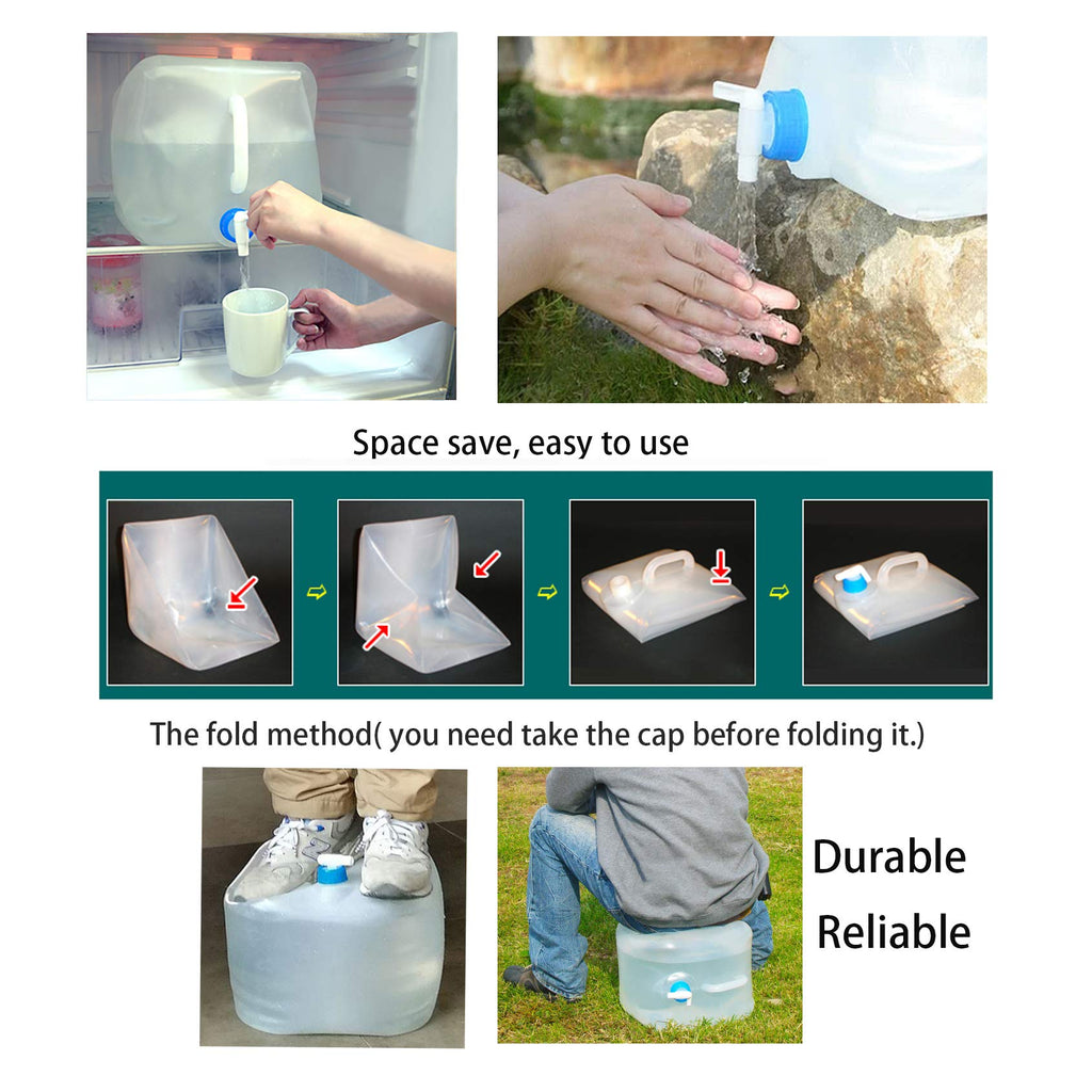 2 Pack 5.3 Gallon Collapsible Water Container with Spigot H596