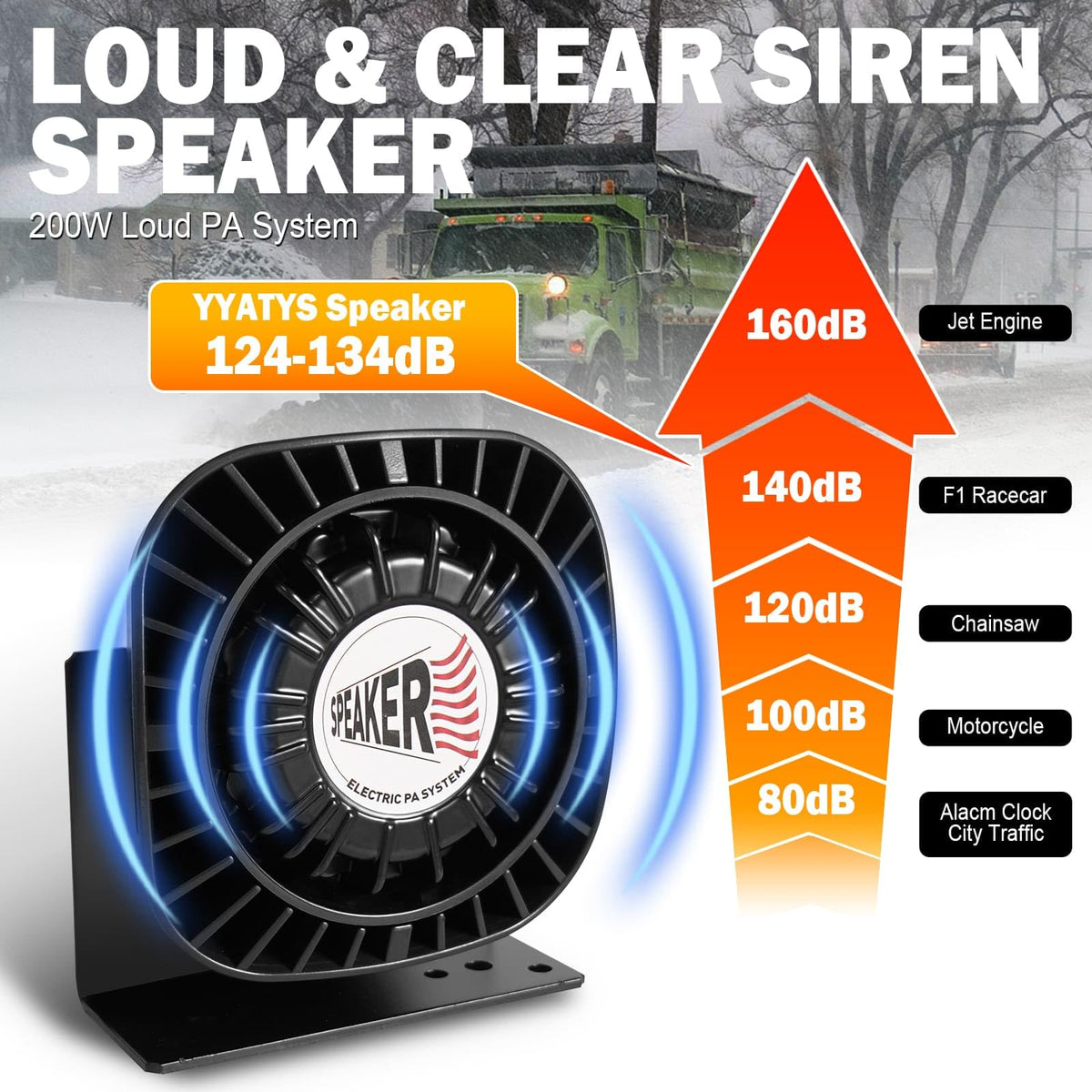 200W Multi-Tones Emergency Siren Speaker Kit with Handheld Microphone G105